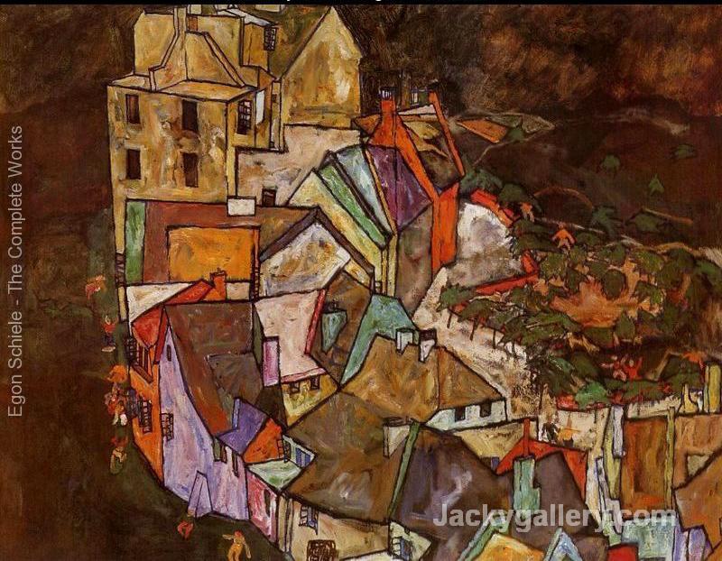 Edge Of Town Aka Krumau Town Crescent III by Egon Schiele paintings reproduction